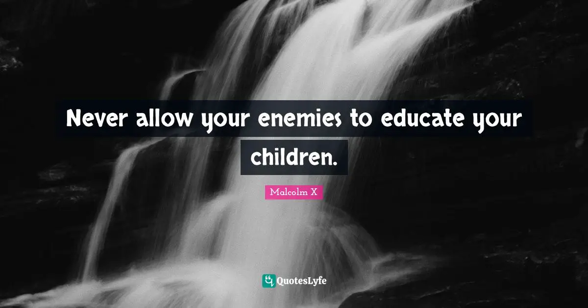 Never allow your enemies to educate your children.
