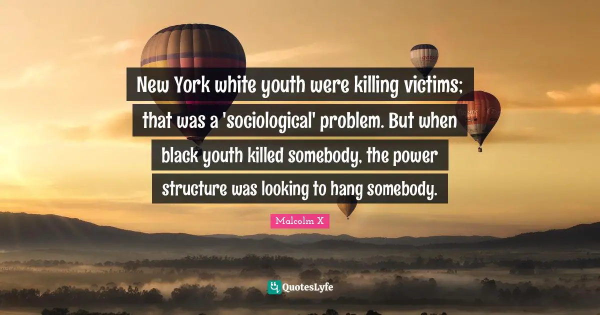 New York white youth were killing victims; that was a 'sociological' problem. But when black youth killed somebody, the power structure was looking to hang somebody.
