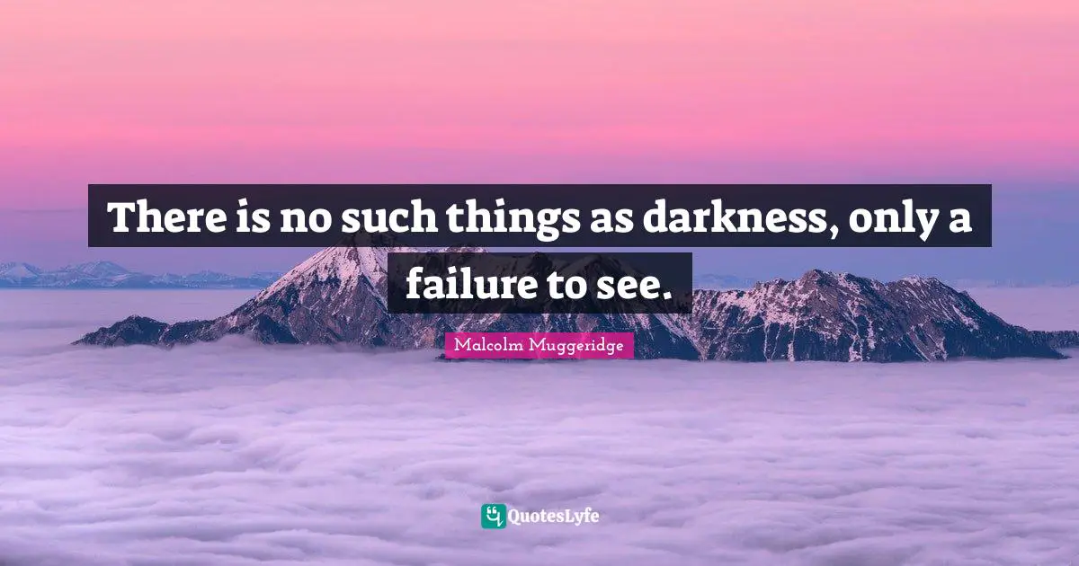 There is no such things as darkness, only a failure to see.