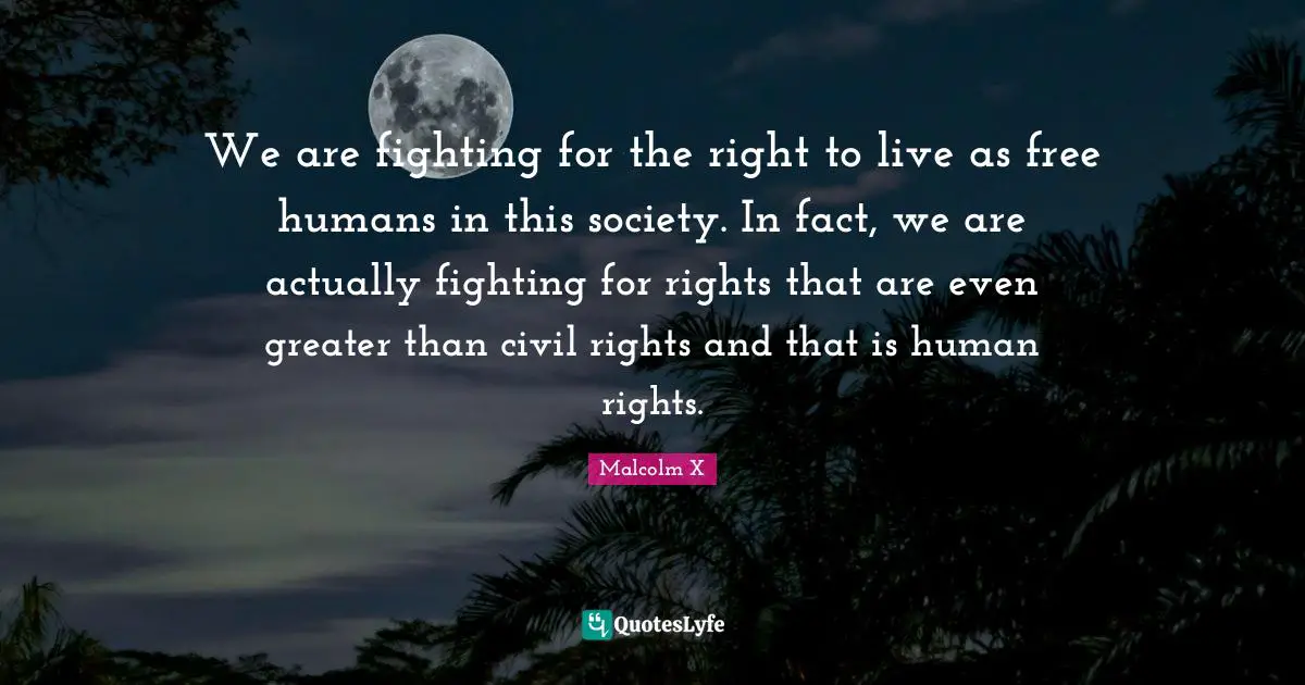 We are fighting for the right to live as free humans in this society. In fact, we are actually fighting for rights that are even greater than civil rights and that is human rights.