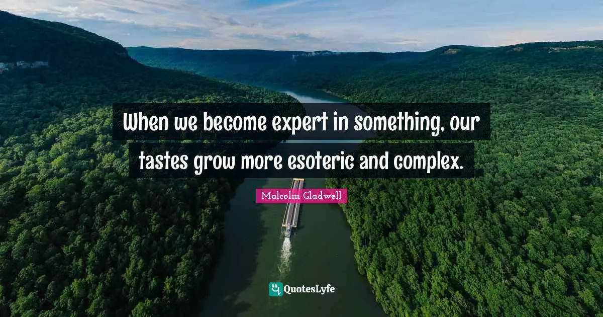 When we become expert in something, our tastes grow more esoteric and complex.