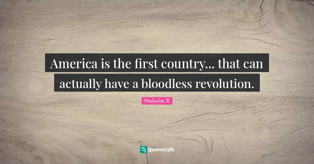 America is the first country... that can actually have a bloodless revolution.