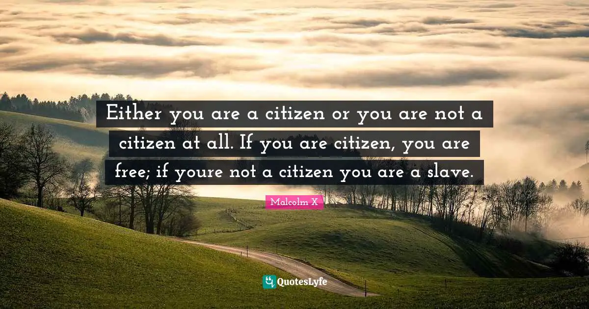 Either you are a citizen or you are not a citizen at all. If you are citizen, you are free; if youre not a citizen you are a slave.