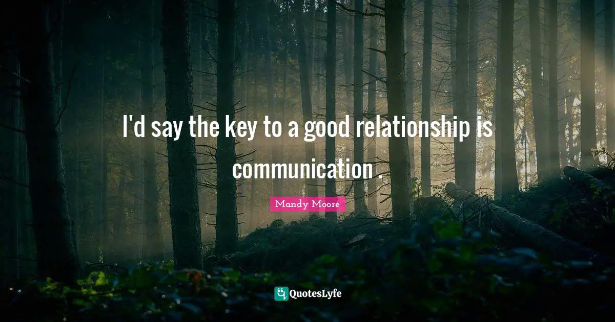 I'd say the key to a good relationship is communication .