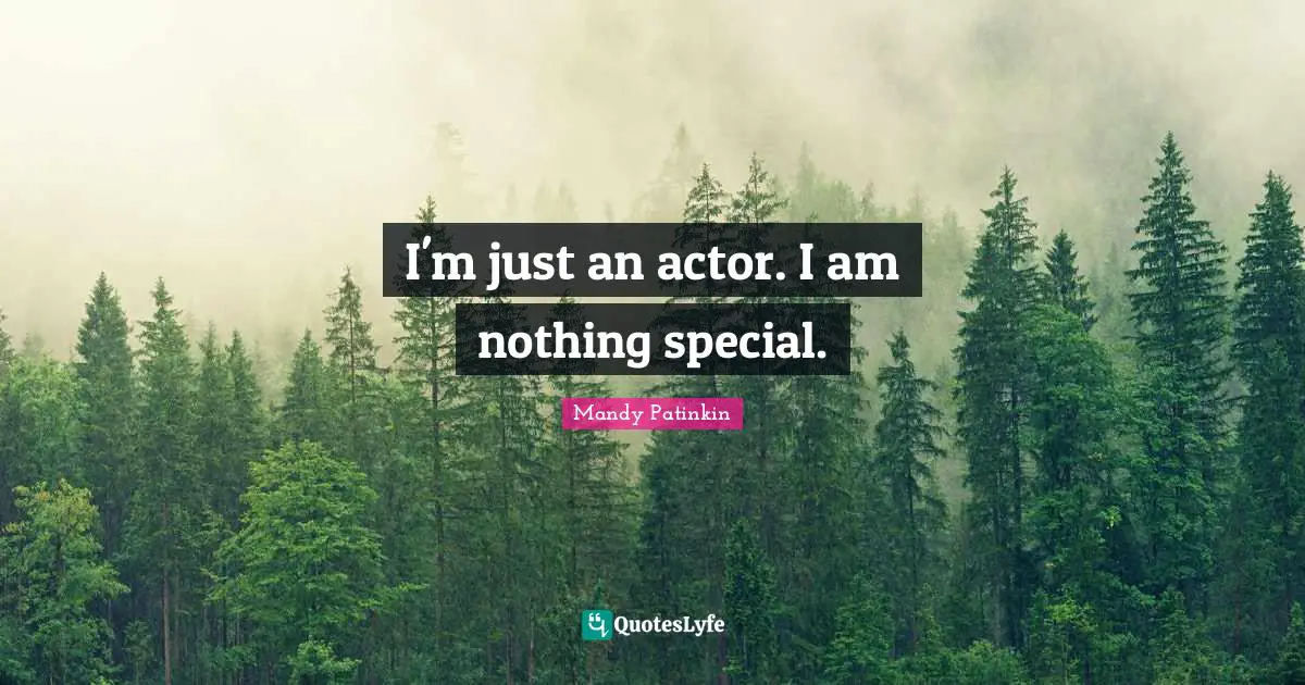 I'm just an actor. I am nothing special.