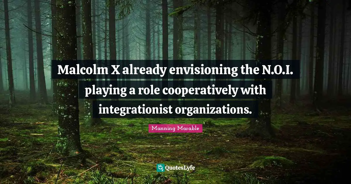 Malcolm X already envisioning the N.O.I. playing a role cooperatively with integrationist organizations.