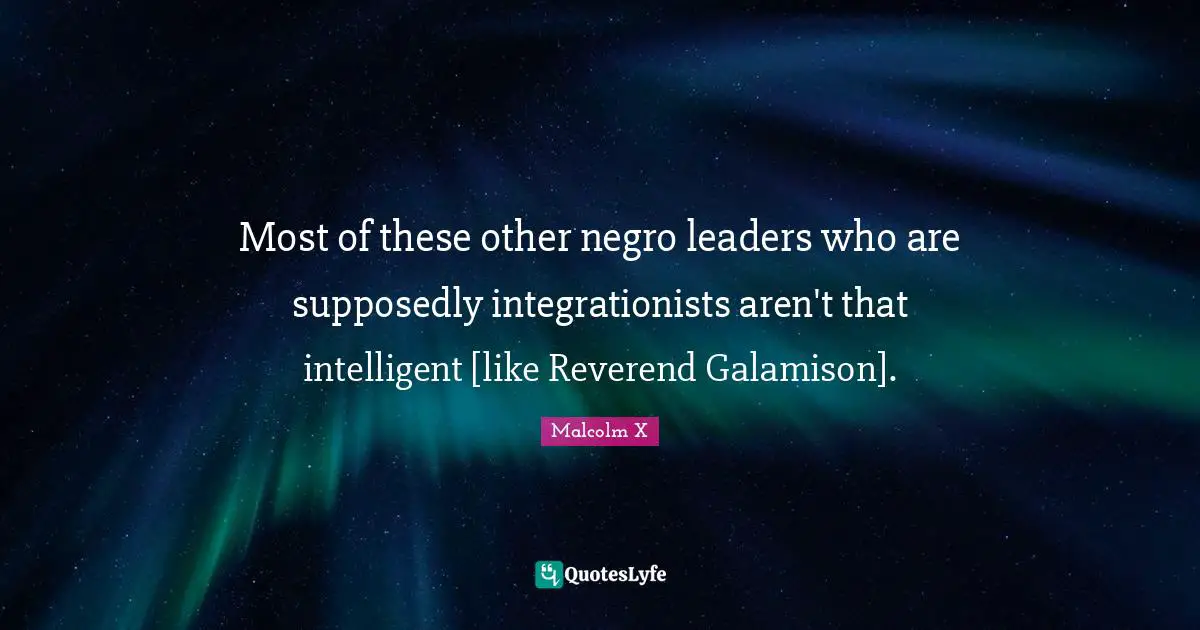 Most of these other negro leaders who are supposedly integrationists aren't that intelligent [like Reverend Galamison].