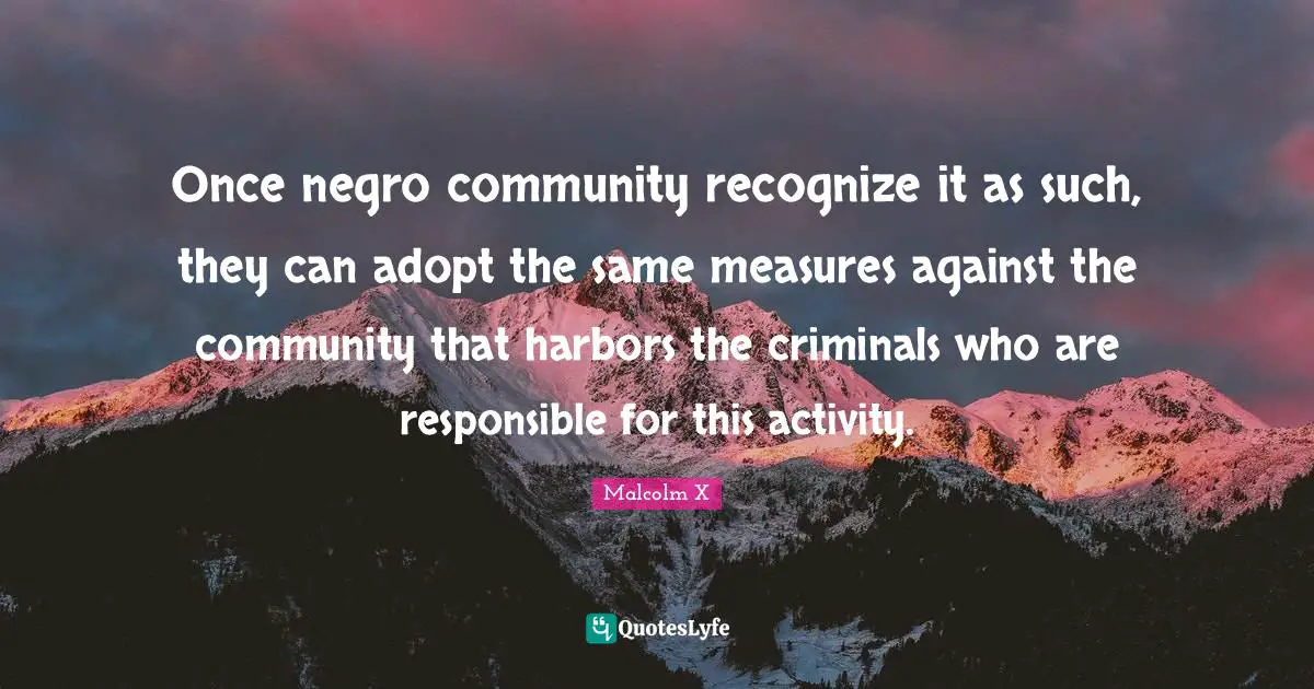 Once negro community recognize it as such, they can adopt the same measures against the community that harbors the criminals who are responsible for this activity.