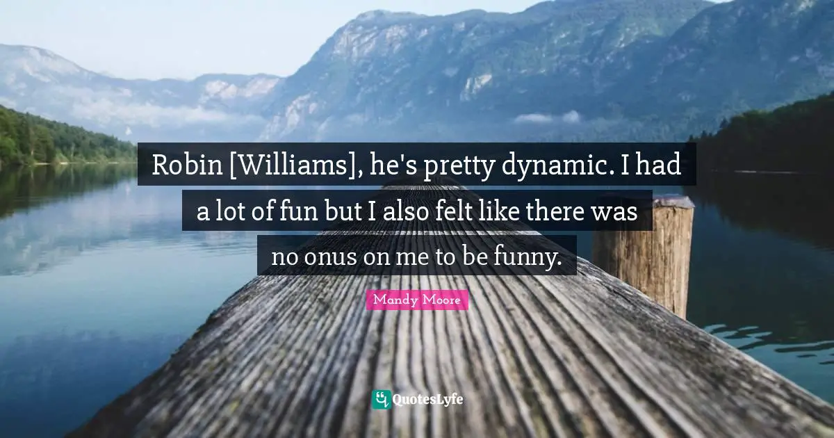 Robin [Williams], he's pretty dynamic. I had a lot of fun but I also felt like there was no onus on me to be funny.