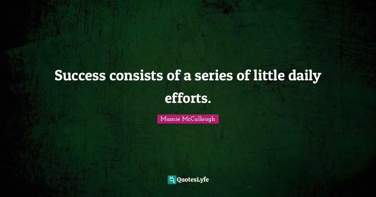 Success consists of a series of little daily efforts.