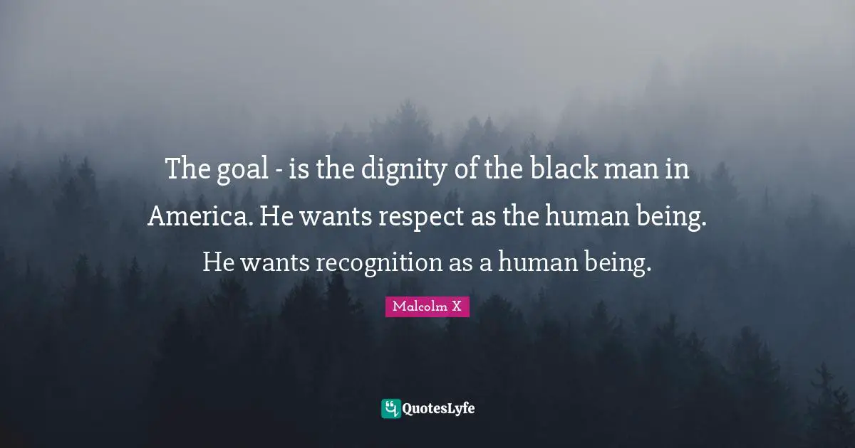 Black America Quotes: "The goal - is the dignity of the black man in America. He wants respect as the human being. He wants recognition as a human being."