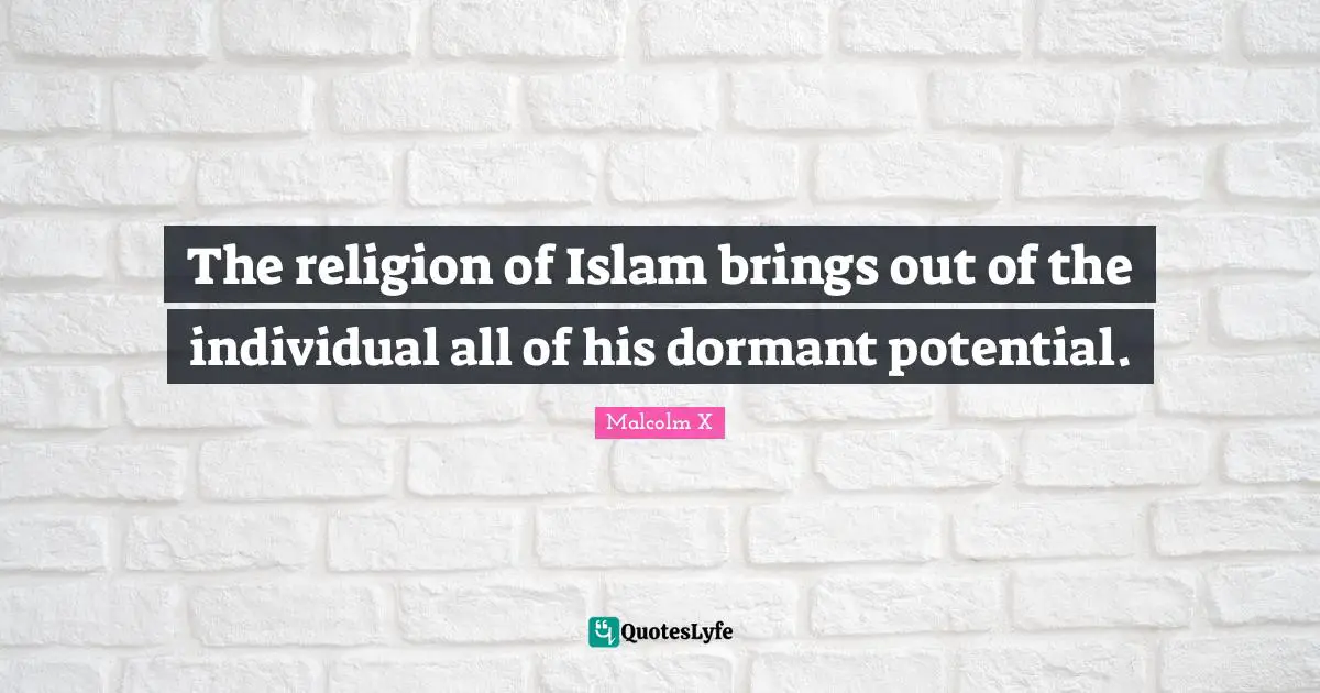 The religion of Islam brings out of the individual all of his dormant potential.