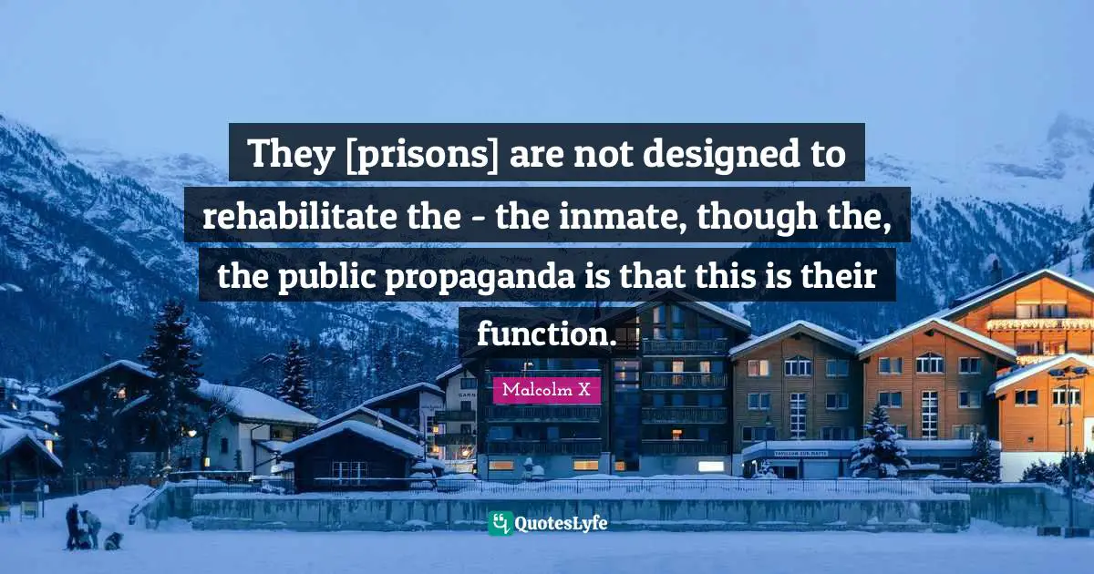 They [prisons] are not designed to rehabilitate the - the inmate, though the, the public propaganda is that this is their function.