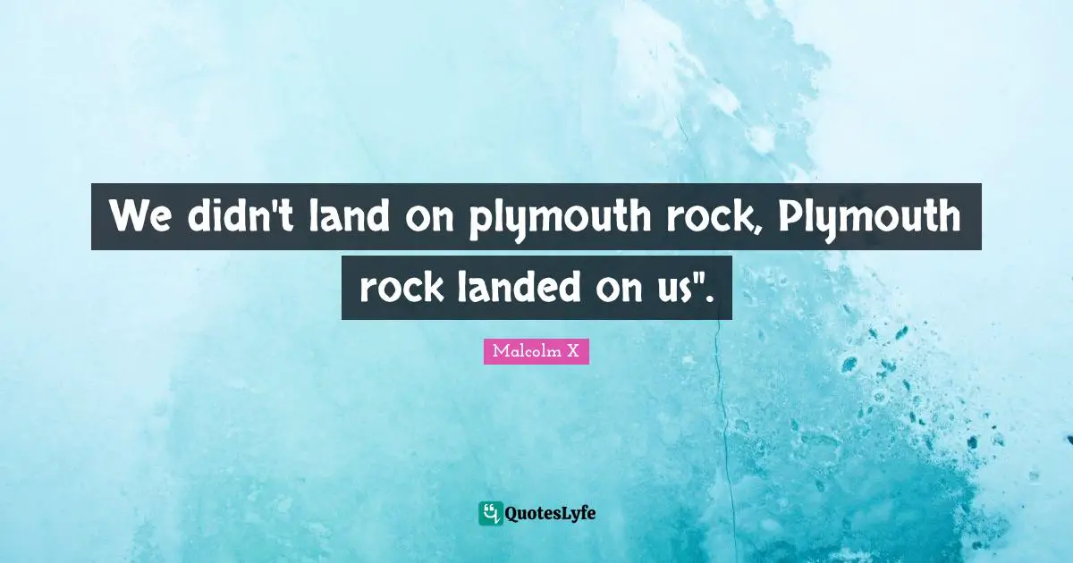 We didn't land on plymouth rock, Plymouth rock landed on us".