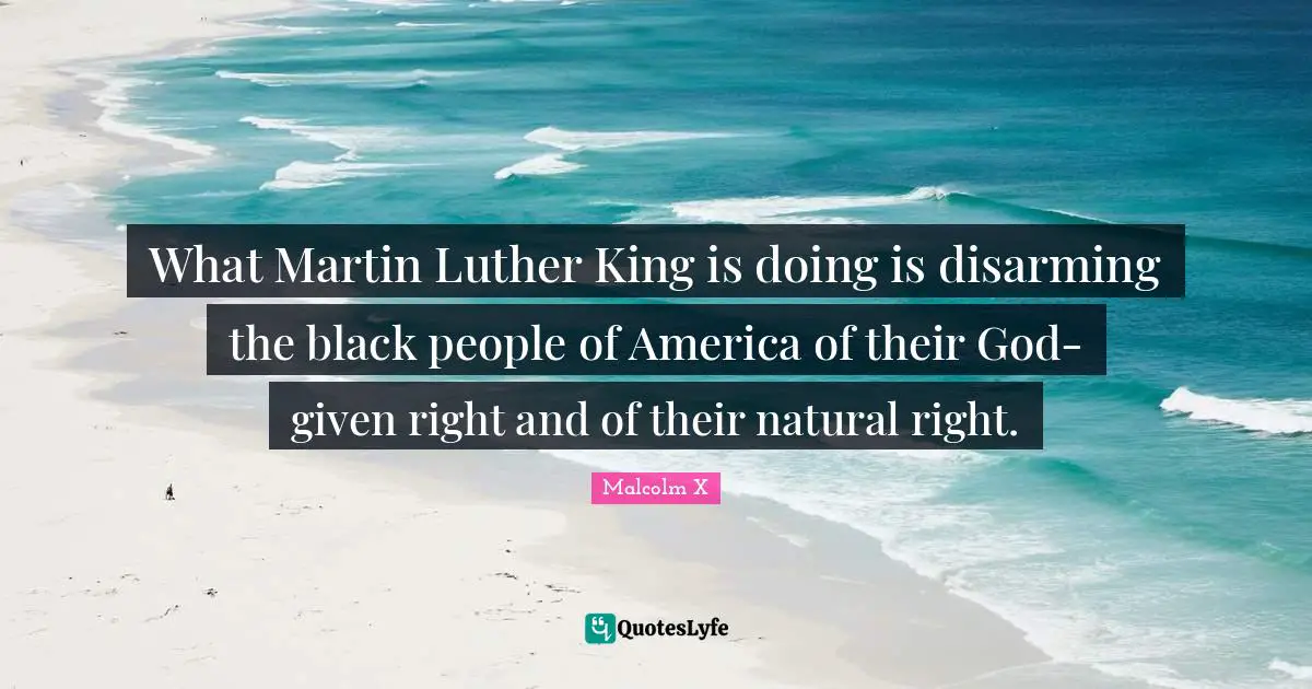 What Martin Luther King is doing is disarming the black people of America of their God-given right and of their natural right.