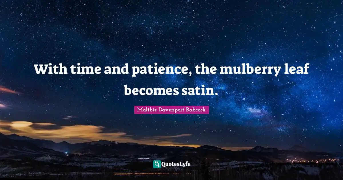 Perseverance Quotes: "With time and patience, the mulberry leaf becomes satin."