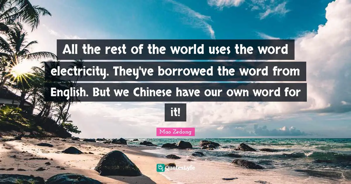 All the rest of the world uses the word electricity. They've borrowed the word from English. But we Chinese have our own word for it!