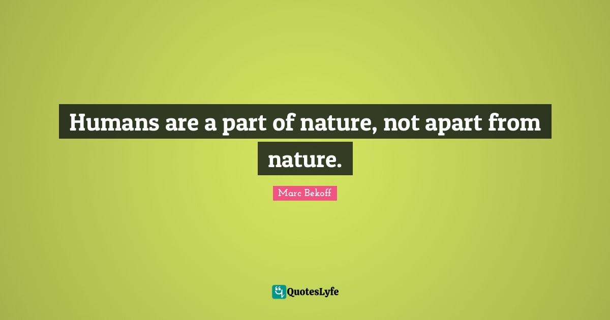 Humans are a part of nature, not apart from nature.