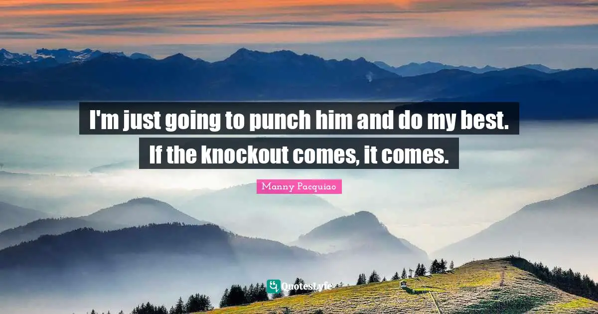 I'm just going to punch him and do my best. If the knockout comes, it comes.