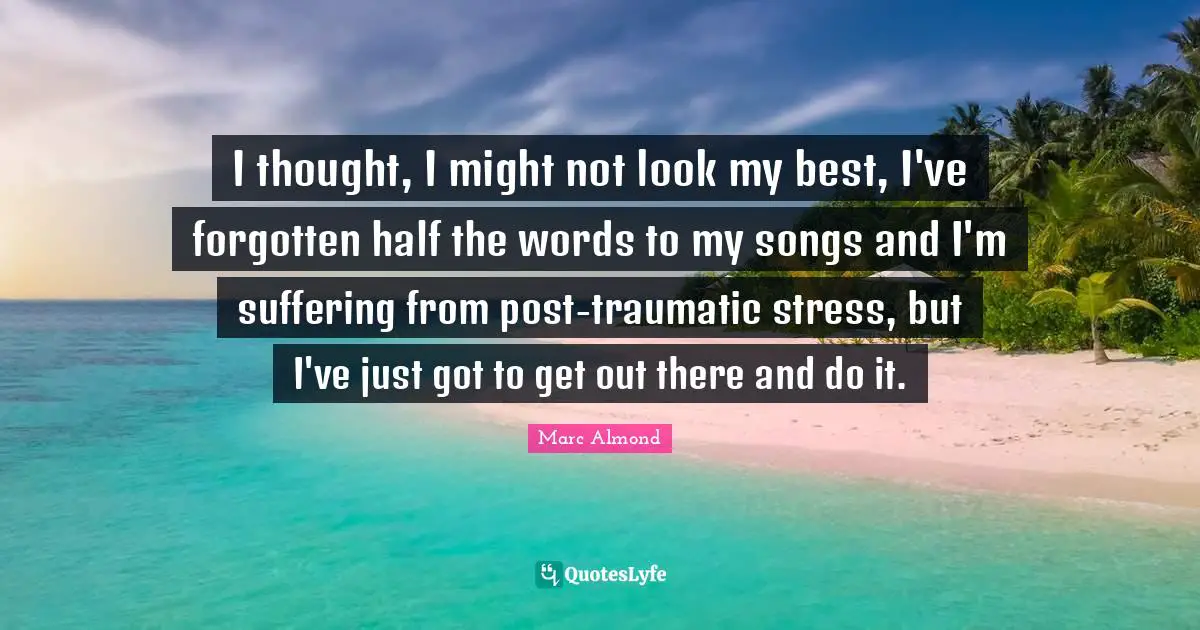 I thought, I might not look my best, I've forgotten half the words to my songs and I'm suffering from post-traumatic stress, but I've just got to get out there and do it.
