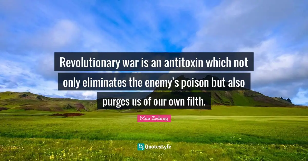Revolutionary war is an antitoxin which not only eliminates the enemy's poison but also purges us of our own filth.