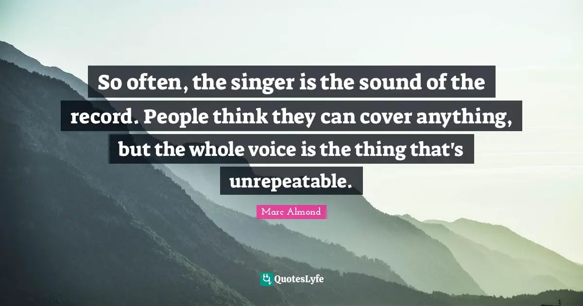 So often, the singer is the sound of the record. People think they can cover anything, but the whole voice is the thing that's unrepeatable.