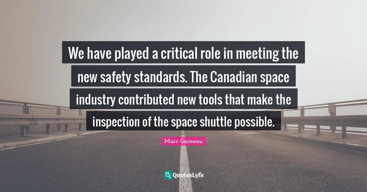 We have played a critical role in meeting the new safety standards. The Canadian space industry contributed new tools that make the inspection of the space shuttle possible.
