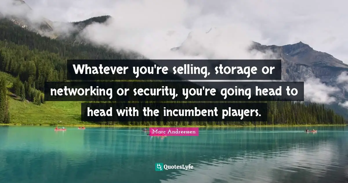 Whatever you're selling, storage or networking or security, you're going head to head with the incumbent players.