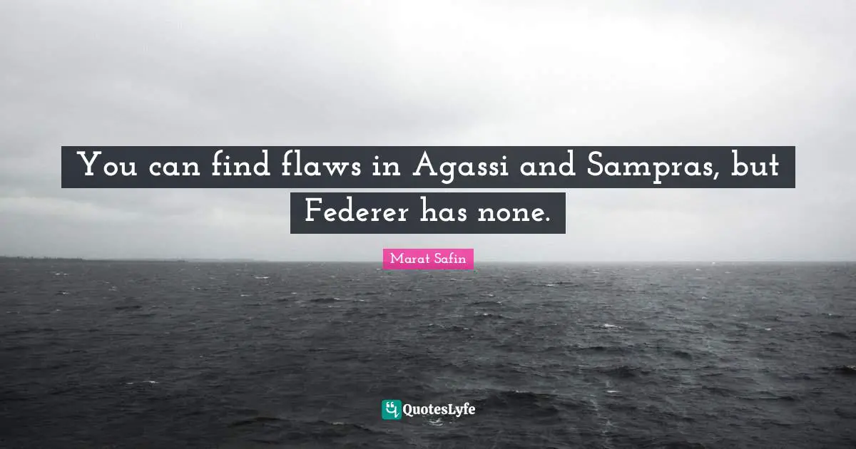 You can find flaws in Agassi and Sampras, but Federer has none.