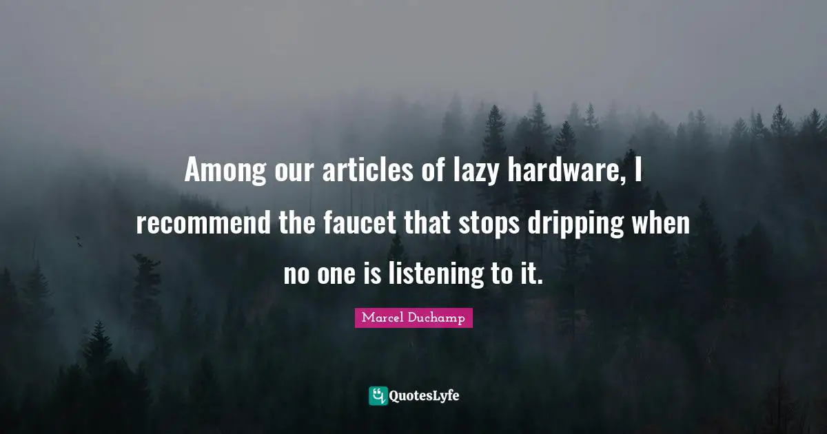 Among our articles of lazy hardware, I recommend the faucet that stops dripping when no one is listening to it.
