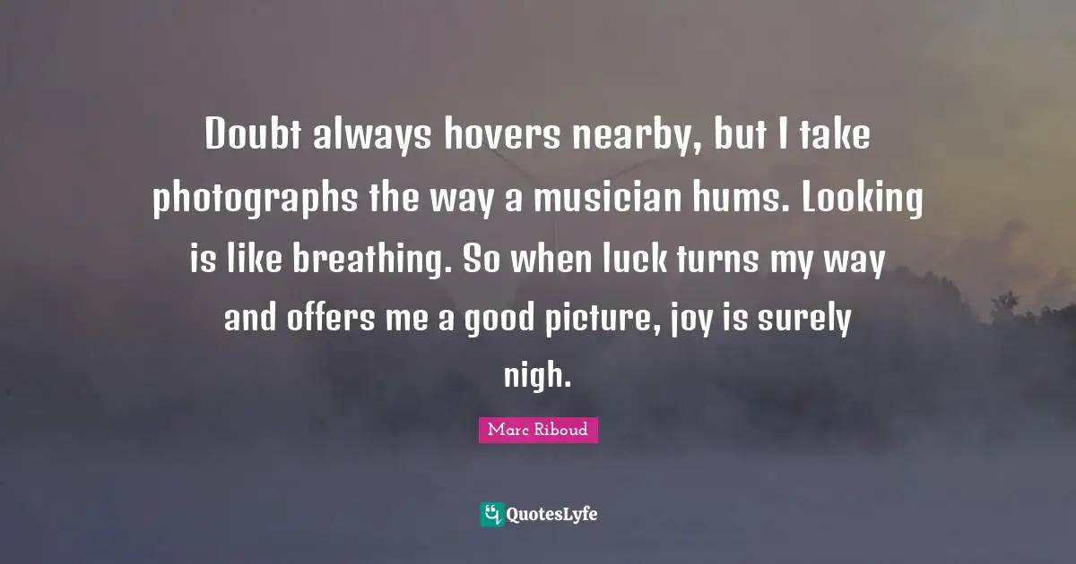 Doubt always hovers nearby, but I take photographs the way a musician hums. Looking is like breathing. So when luck turns my way and offers me a good picture, joy is surely nigh.