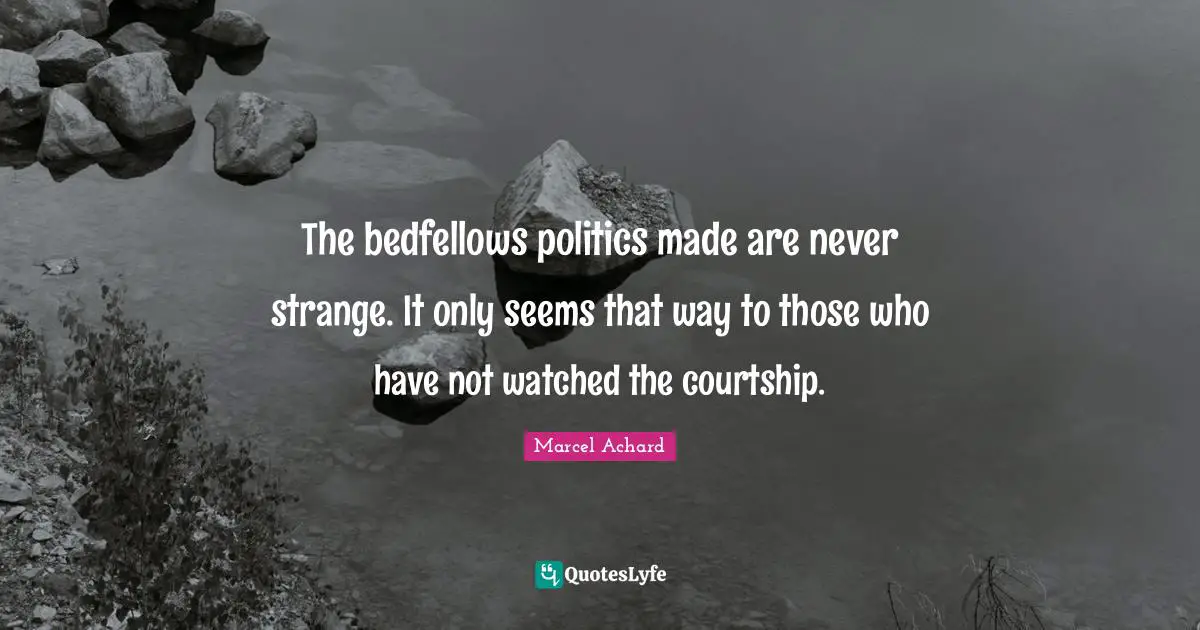 The bedfellows politics made are never strange. It only seems that way to those who have not watched the courtship.
