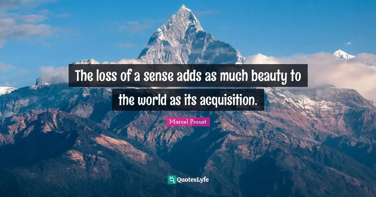 The loss of a sense adds as much beauty to the world as its acquisition.
