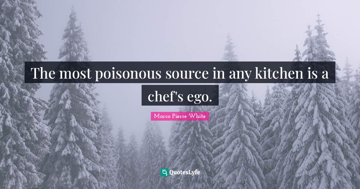 Marco Pierre White Quotes: "The most poisonous source in any kitchen is a chef's ego."