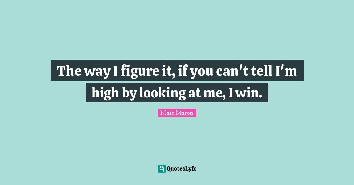 The way I figure it, if you can't tell I'm high by looking at me, I win.