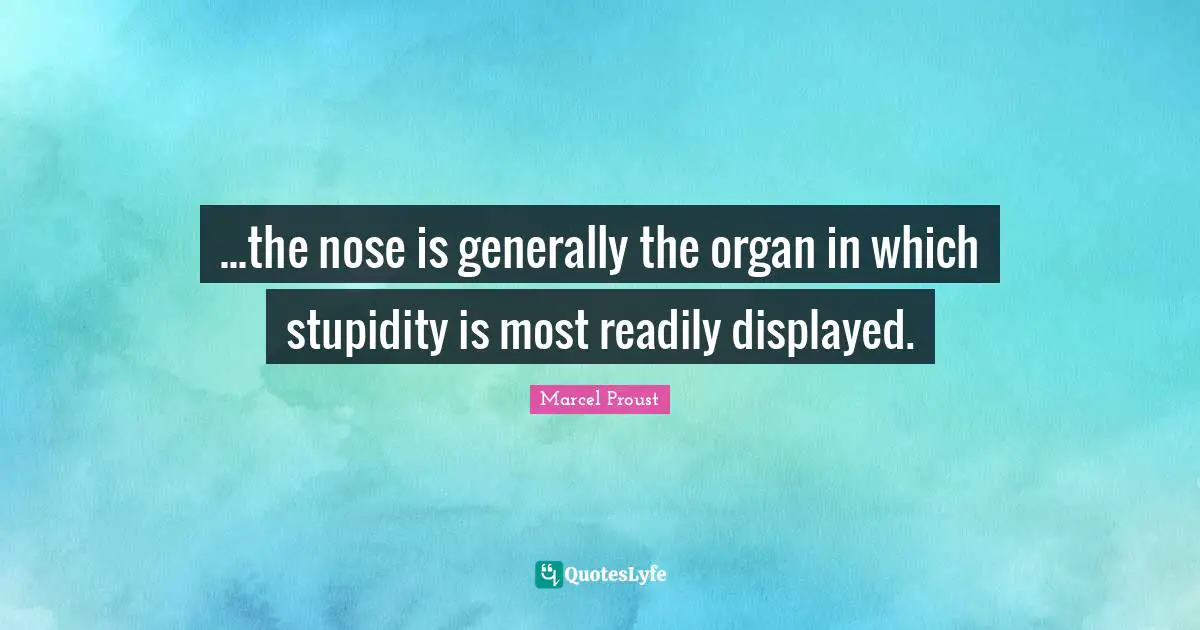 ...the nose is generally the organ in which stupidity is most readily displayed.