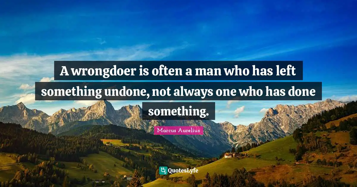 Undone Quotes: "A wrongdoer is often a man who has left something undone, not always one who has done something."