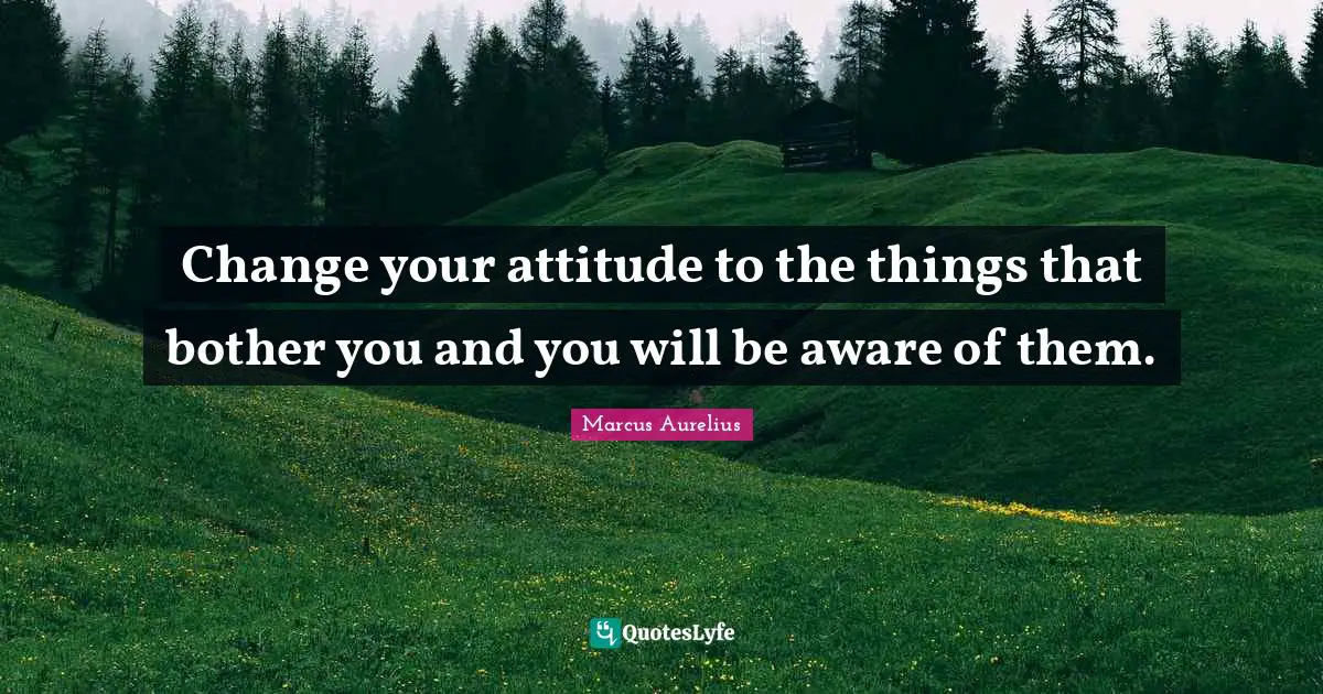 Change your attitude to the things that bother you and you will be aware of them.