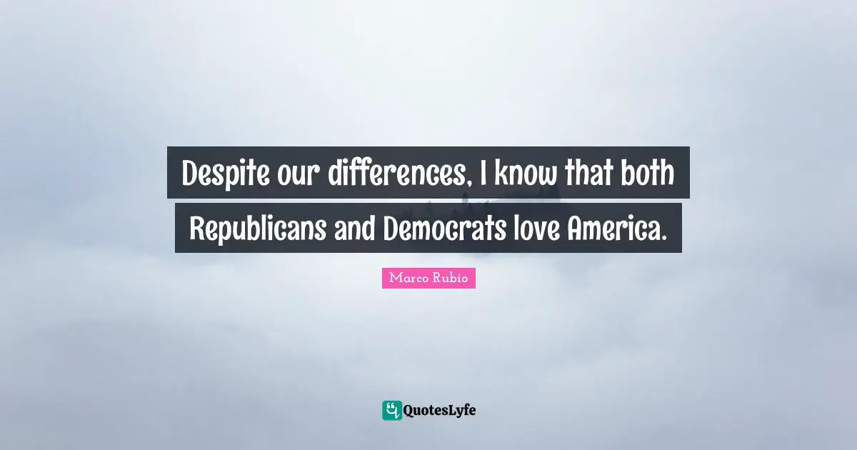Despite our differences, I know that both Republicans and Democrats love America.