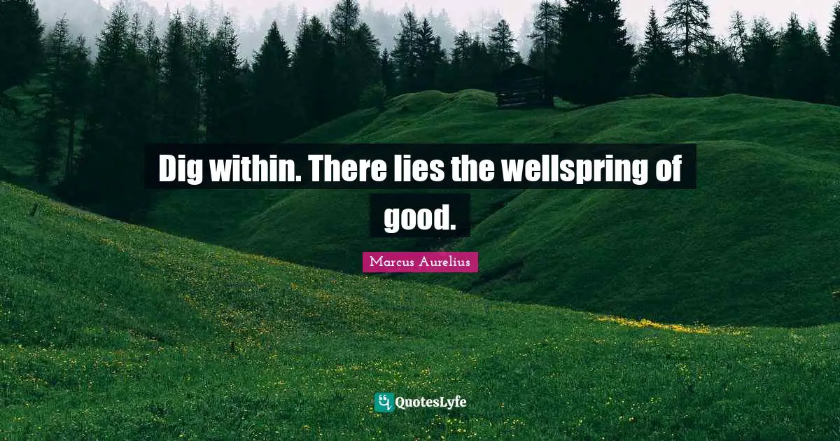Dig within. There lies the wellspring of good.