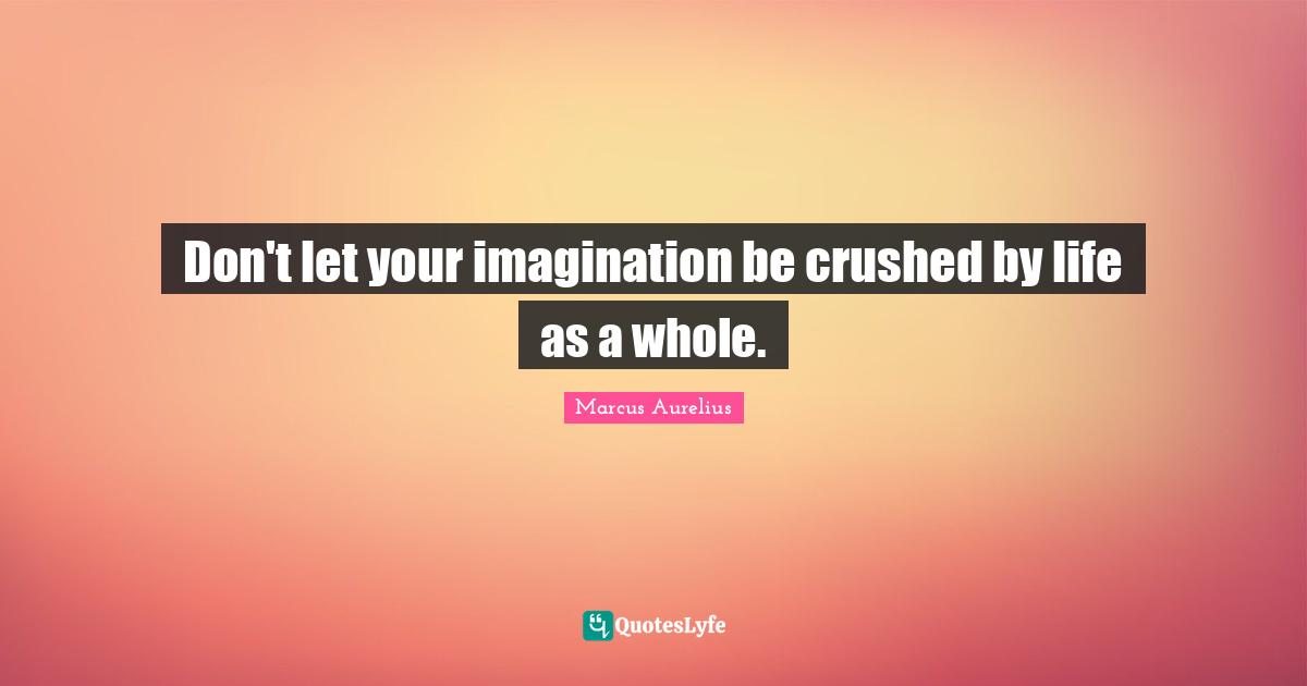 Don't let your imagination be crushed by life as a whole.
