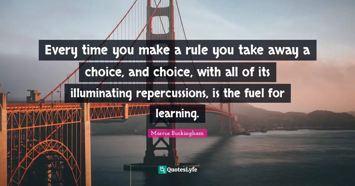 Every time you make a rule you take away a choice, and choice, with all of its illuminating repercussions, is the fuel for learning.