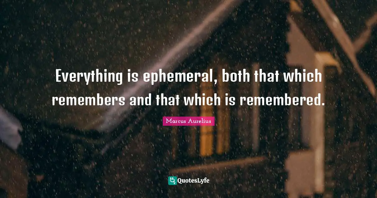 Everything is ephemeral, both that which remembers and that which is remembered.