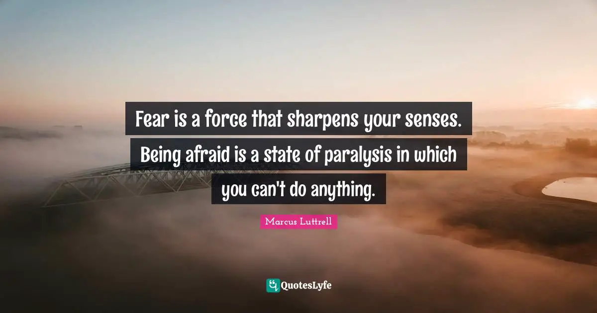 Senses Quotes: "Fear is a force that sharpens your senses. Being afraid is a state of paralysis in which you can't do anything."