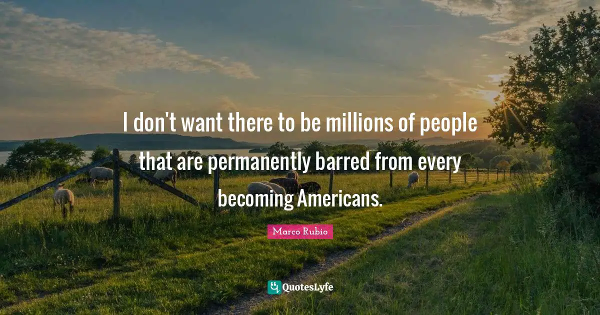 I don't want there to be millions of people that are permanently barred from every becoming Americans.