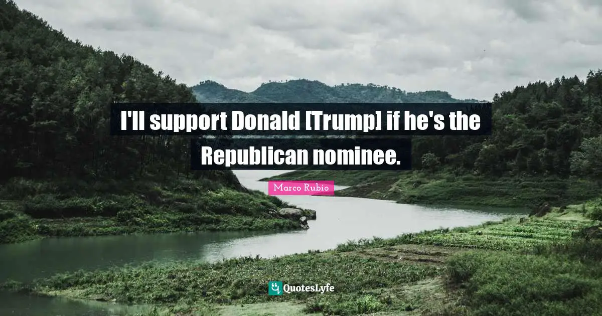I'll support Donald [Trump] if he's the Republican nominee.
