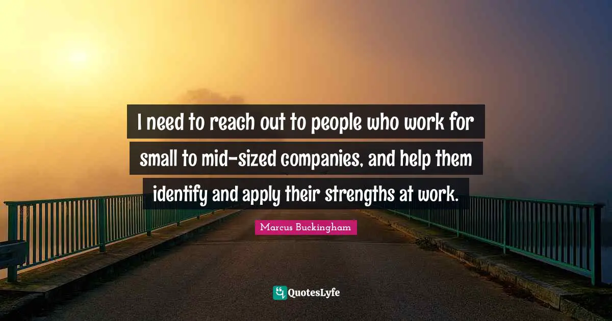 I need to reach out to people who work for small to mid-sized companies, and help them identify and apply their strengths at work.