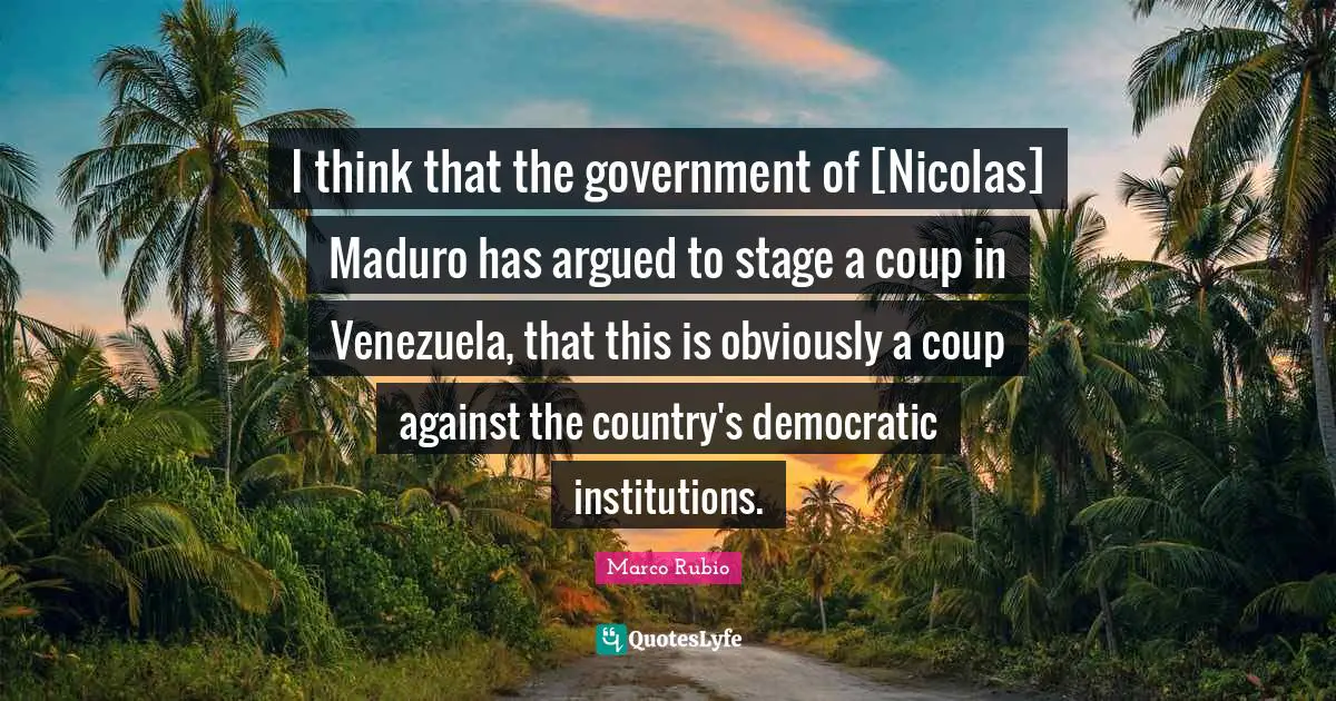 I think that the government of [Nicolas] Maduro has argued to stage a coup in Venezuela, that this is obviously a coup against the country's democratic institutions.