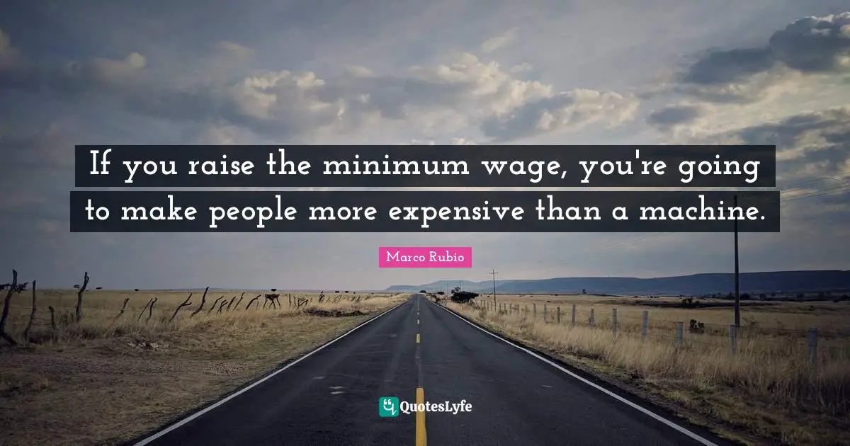 If you raise the minimum wage, you're going to make people more expensive than a machine.