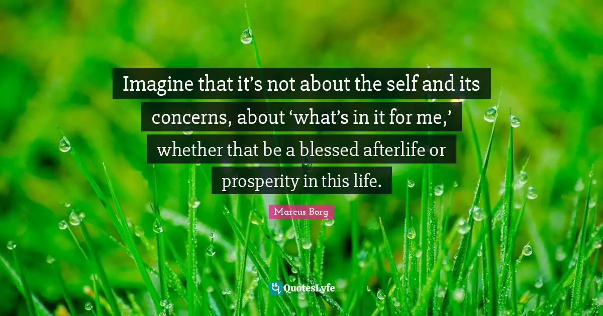 Imagine Quotes: "Imagine that it’s not about the self and its concerns, about ‘what’s in it for me,’ whether that be a blessed afterlife or prosperity in this life."